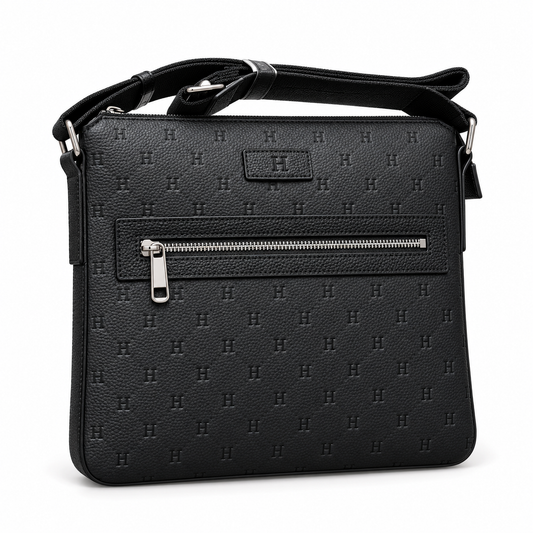 Black Leather Messenger Bag