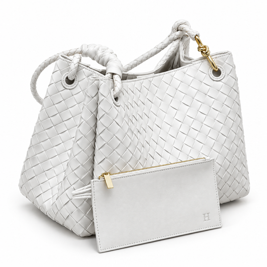 Woven Leather Knot Tote Bag