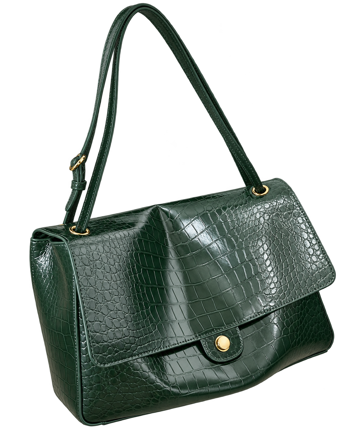 Croc-Embossed Maxi Shoulder Bag