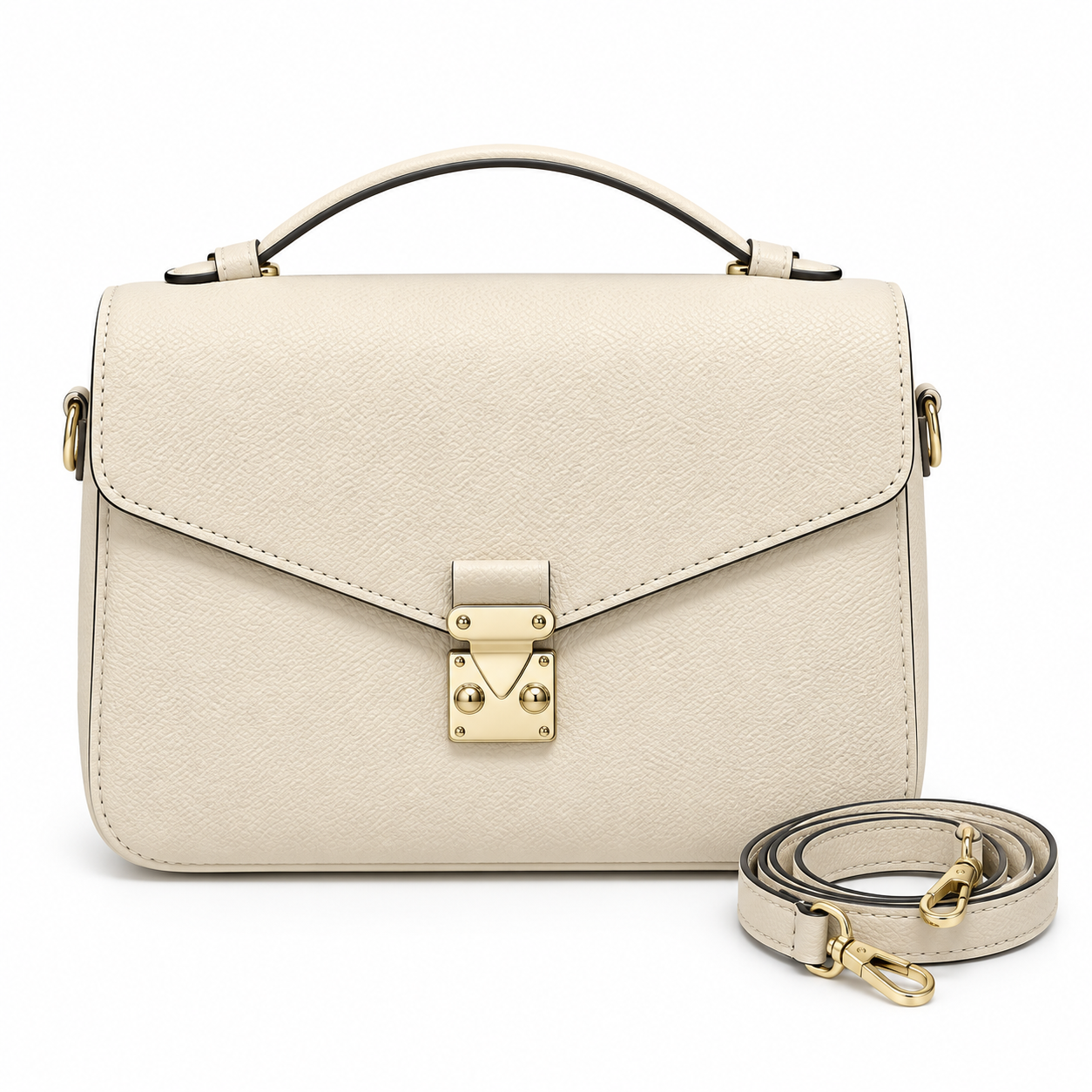 Leather Front-Lock Crossbody Bag