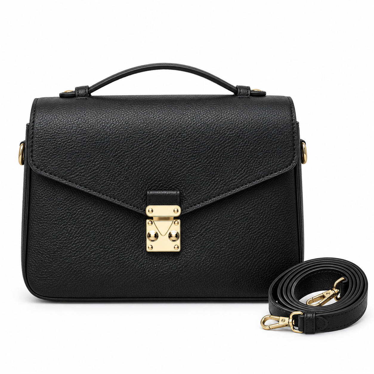 Leather Front-Lock Crossbody Bag