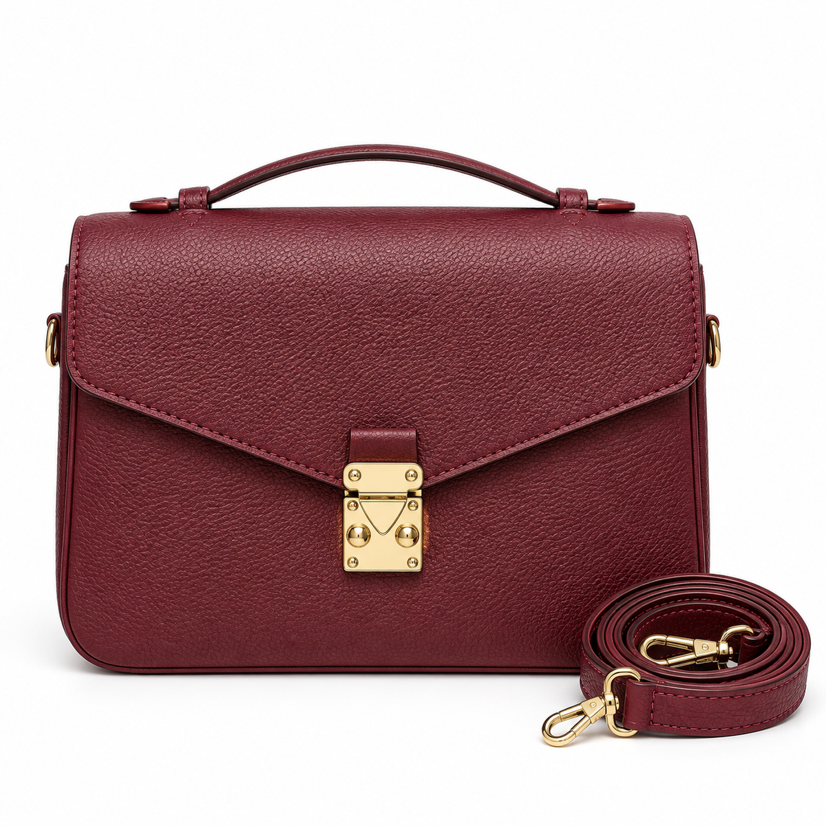 Leather Front-Lock Crossbody Bag