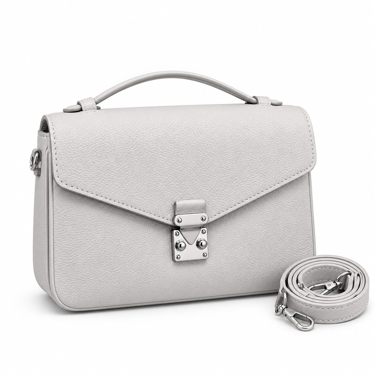 Leather Front-Lock Crossbody Bag