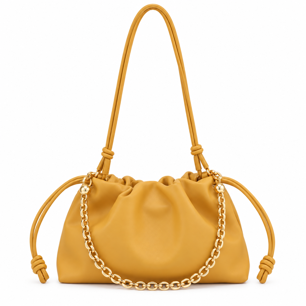 Slouchy Leather Chain Tote