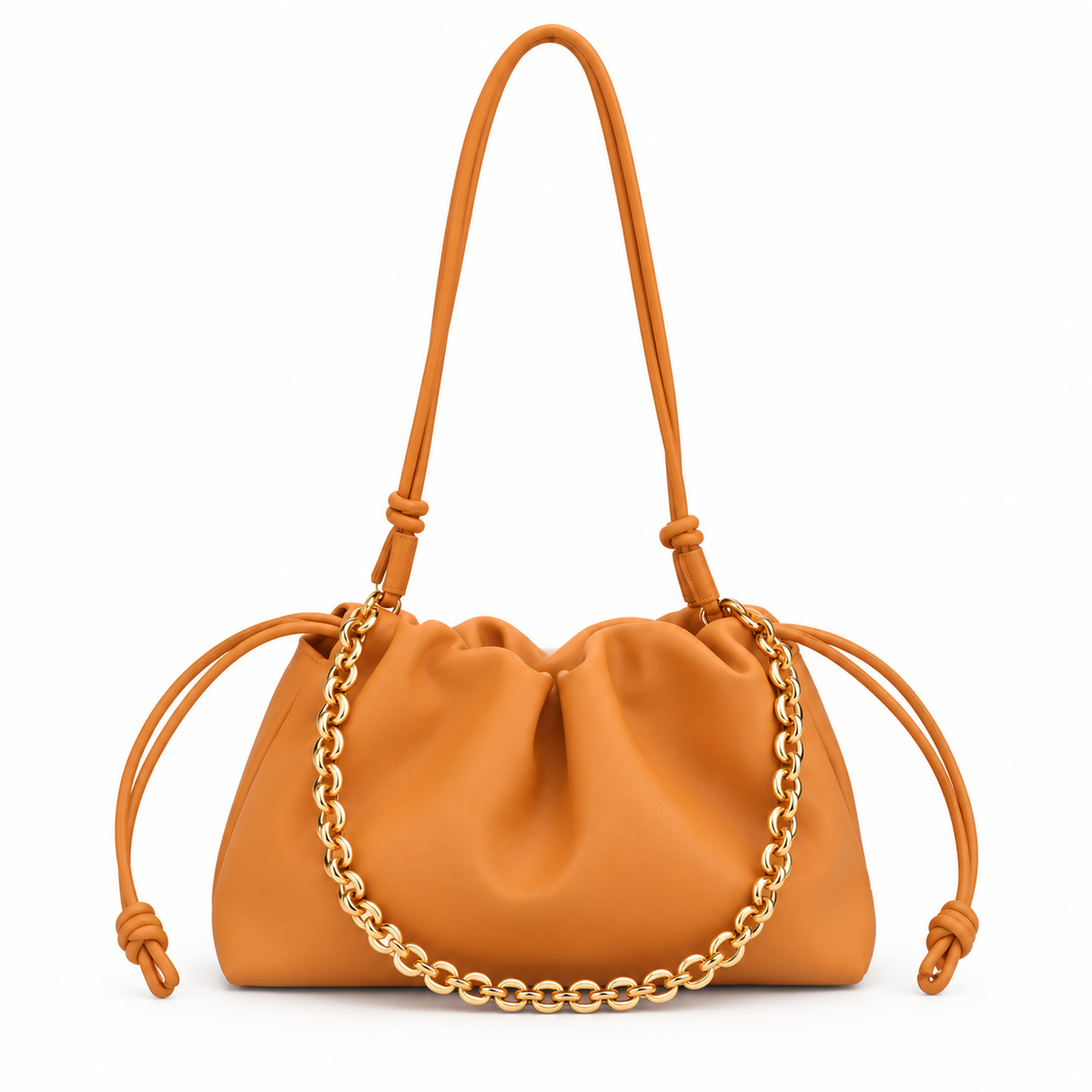 Slouchy Leather Chain Tote