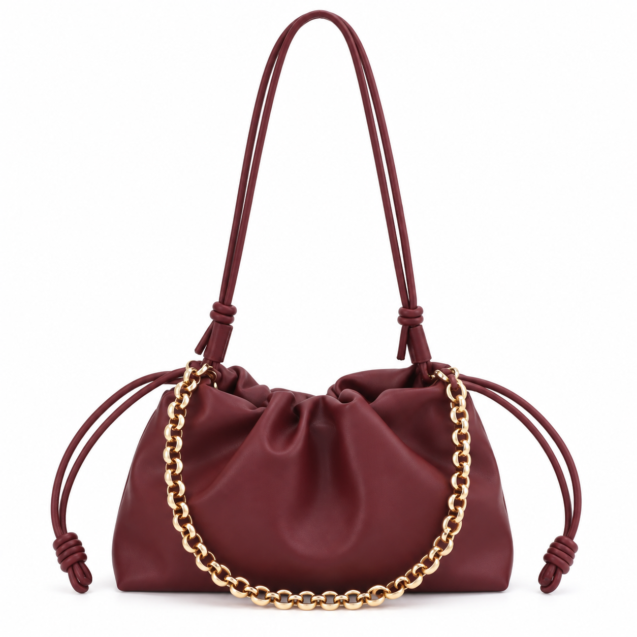 Slouchy Leather Chain Tote