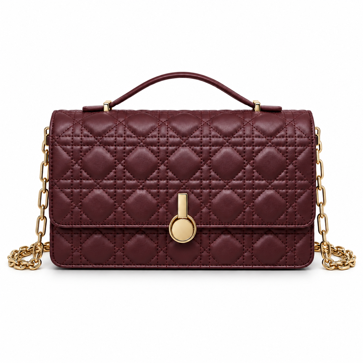 Top-Handle Leather Front-Flap Bag