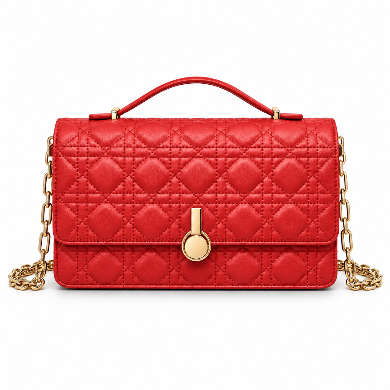 Top-Handle Leather Front-Flap Bag