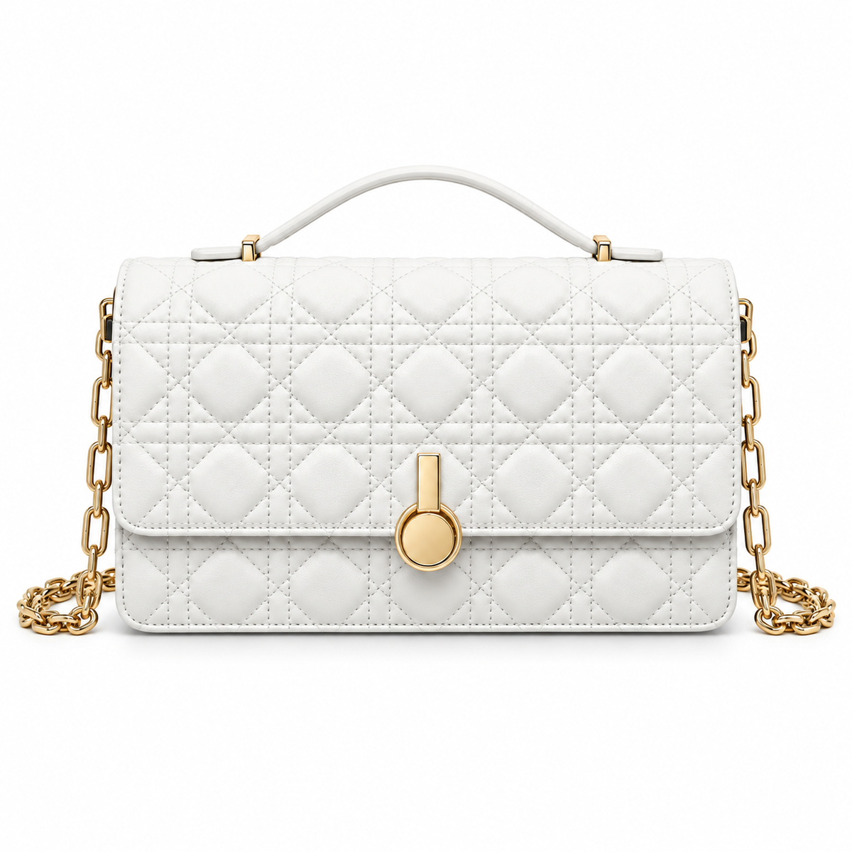 Top-Handle Leather Front-Flap Bag