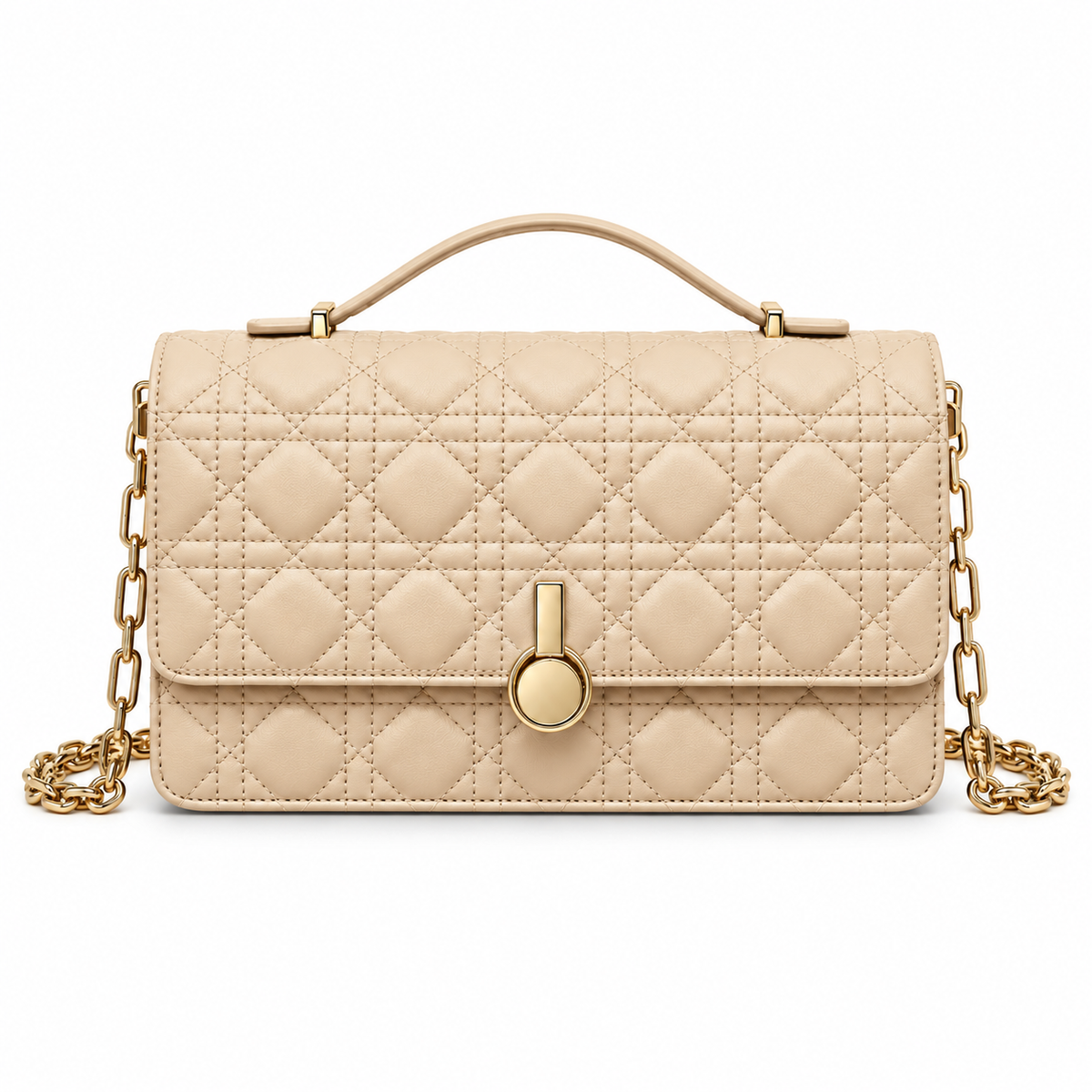 Top-Handle Leather Front-Flap Bag