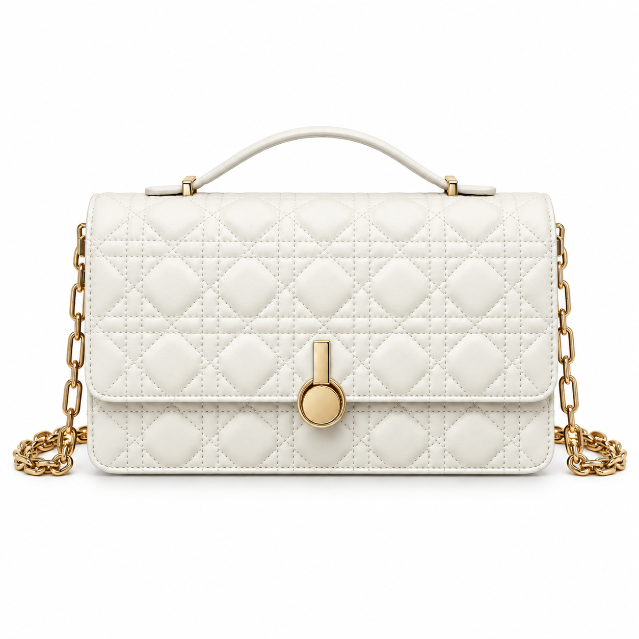 Top-Handle Leather Front-Flap Bag