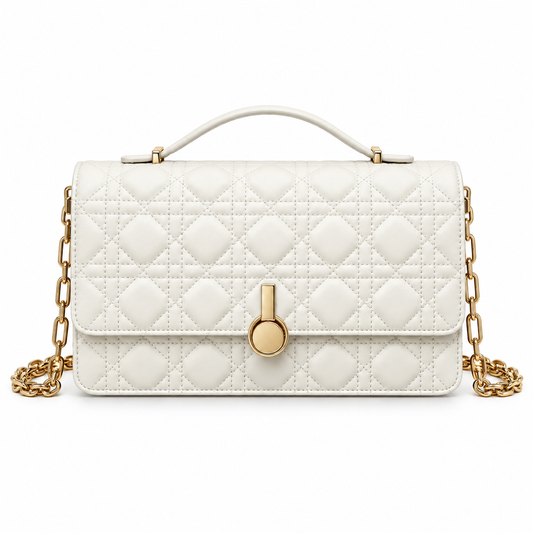 Top-Handle Leather Front-Flap Bag