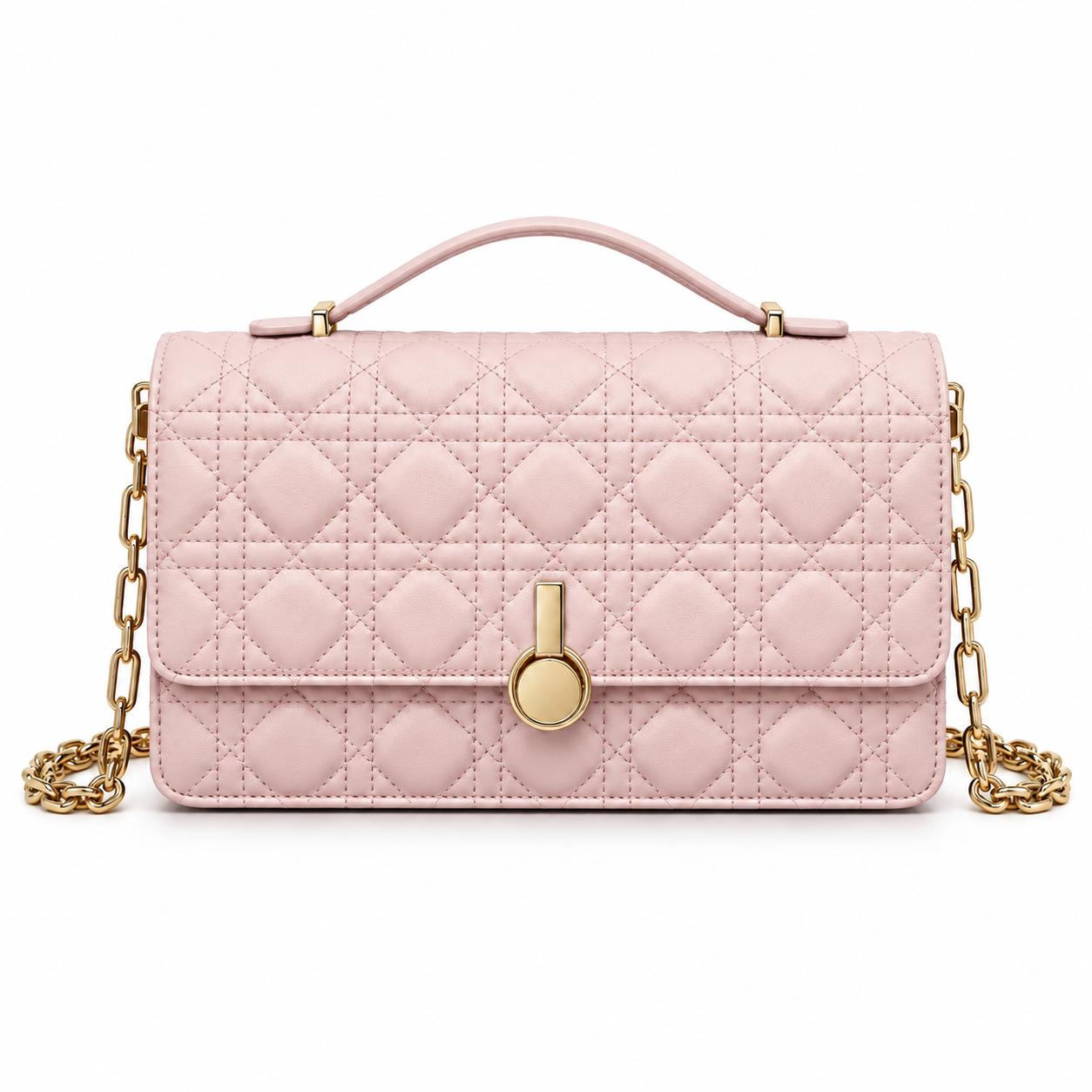 Top-Handle Leather Front-Flap Bag