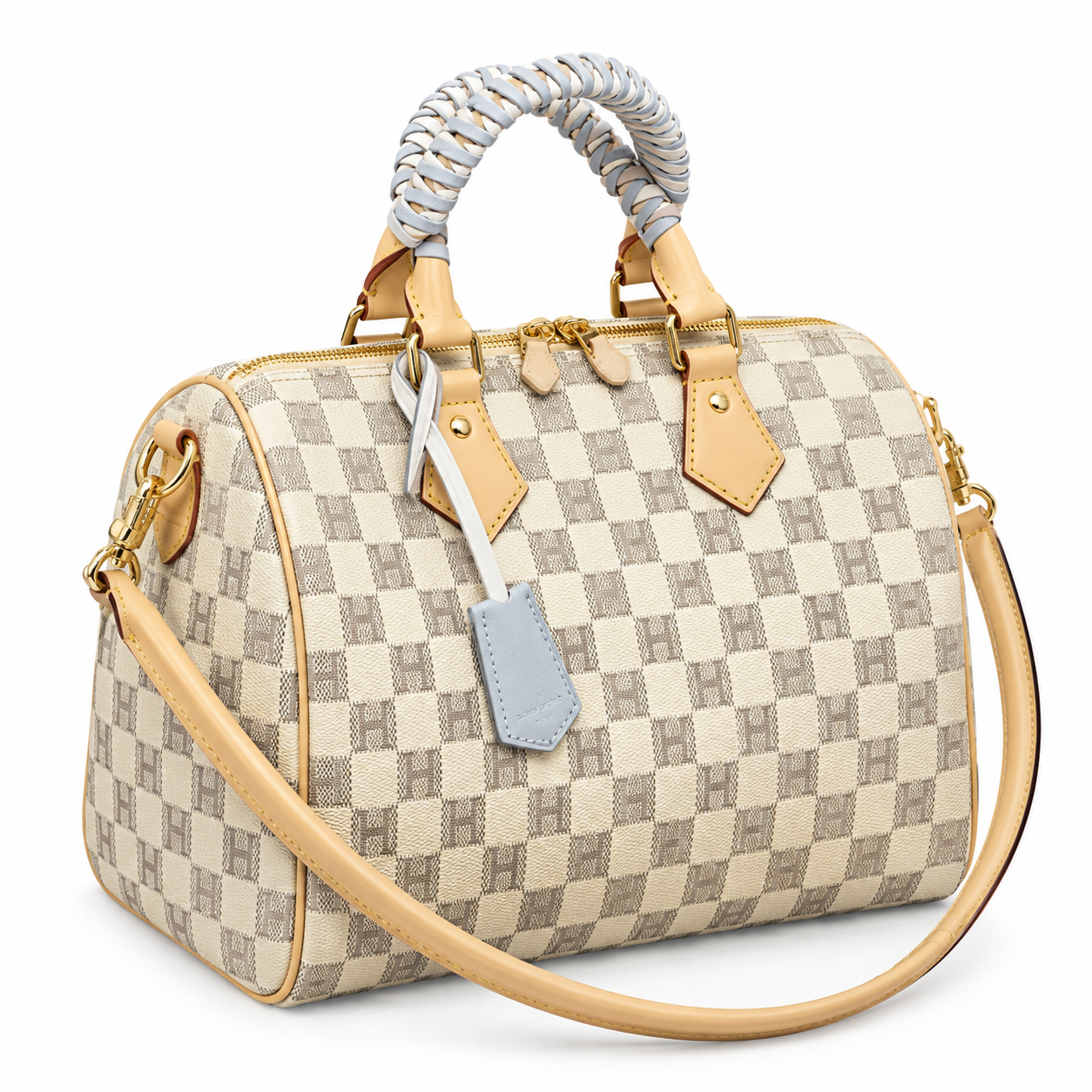 Braided Handle Boston Bag