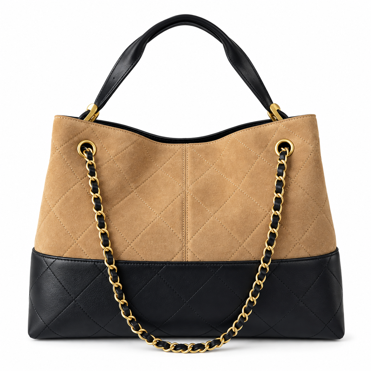 Suede & Leather Hobo Tote