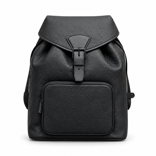 Black Leather Imprint Backpack