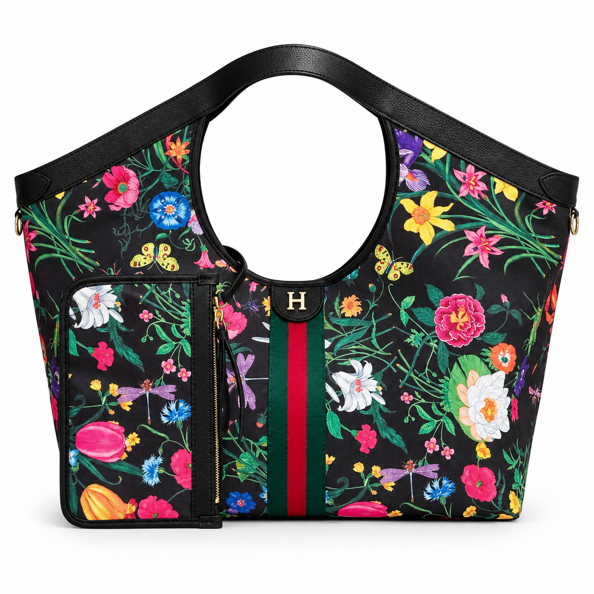 Floral Stripe Tote Bag