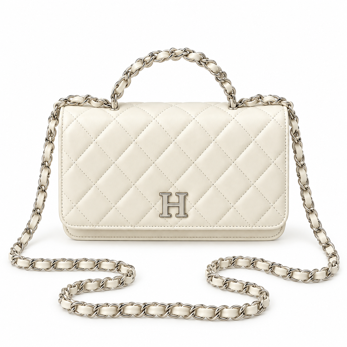 Silver Braided Top-Handle Wallet On Chain