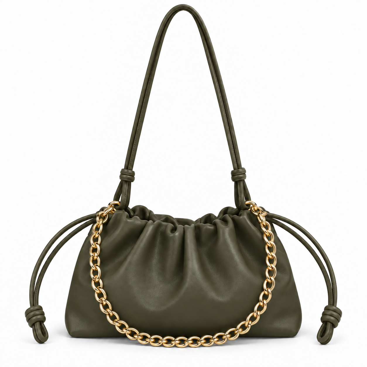 Slouchy Leather Chain Tote