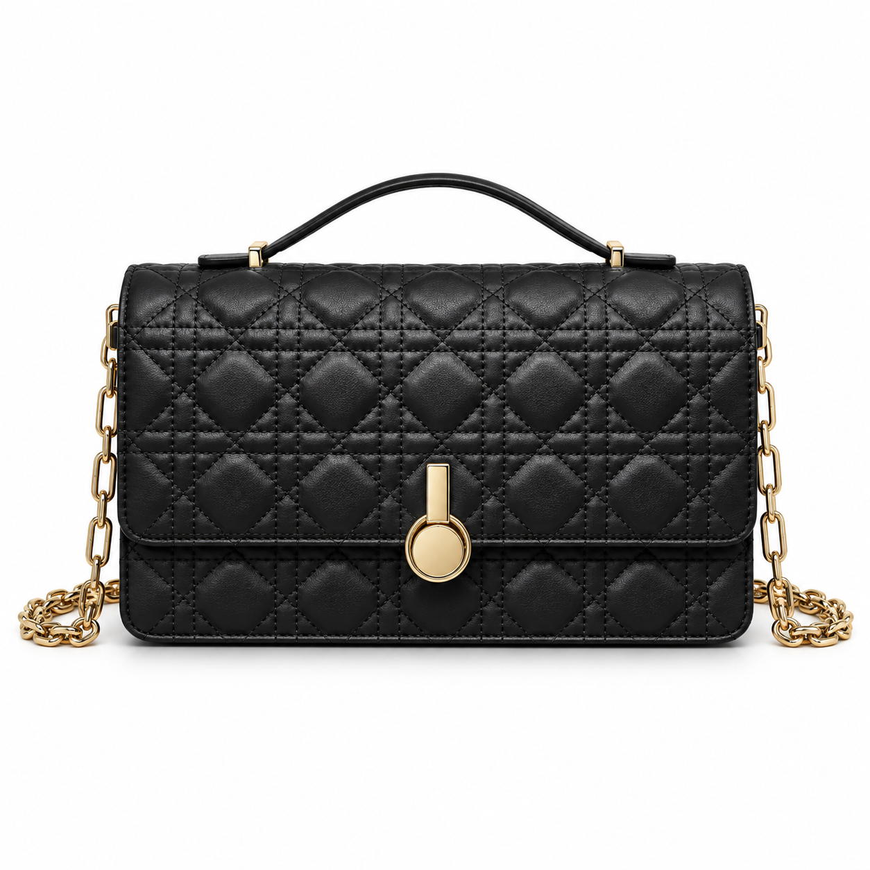 Top-Handle Leather Front-Flap Bag