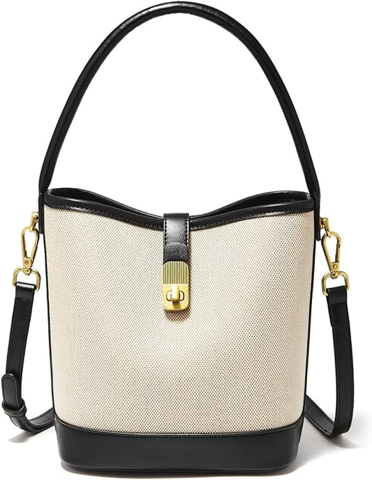 Canvas Emblem Bucket Bag