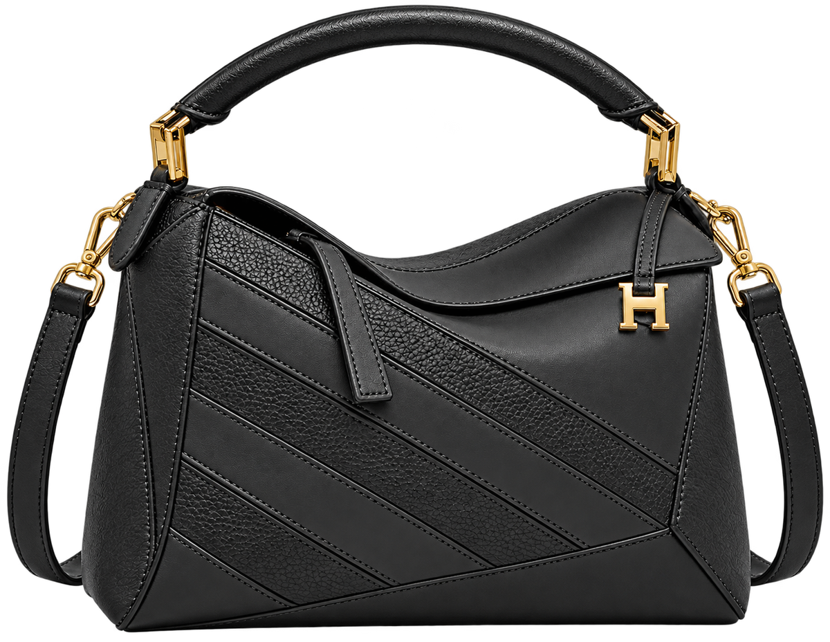 Small Suede & Leather Striped Satchel
