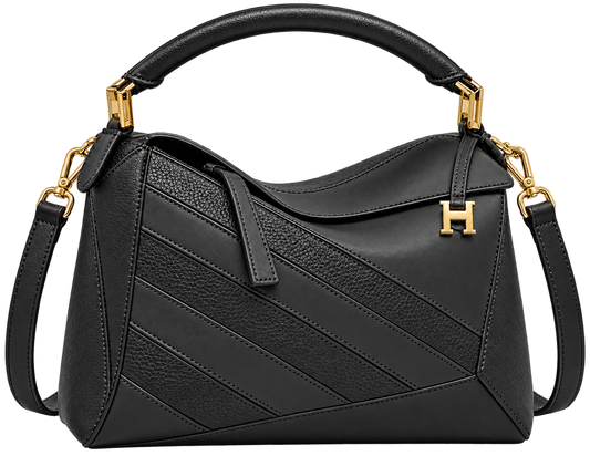 Small Suede & Leather Striped Satchel