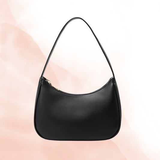 Black Leather Classic Hobo Shoulder Bag