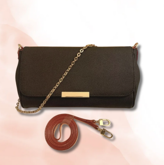 Canvas Leather Chain Crossbody Bag