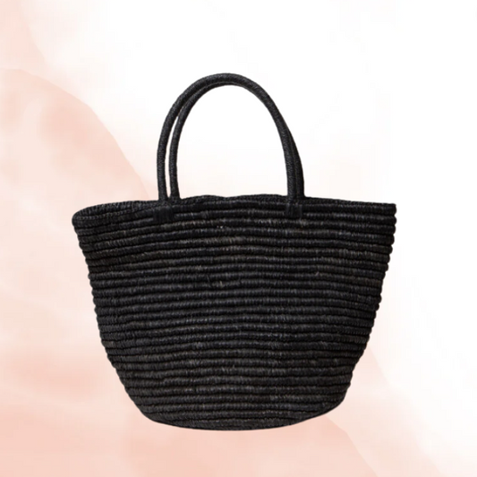 Raffia Tote Bag w/ Chain Handles