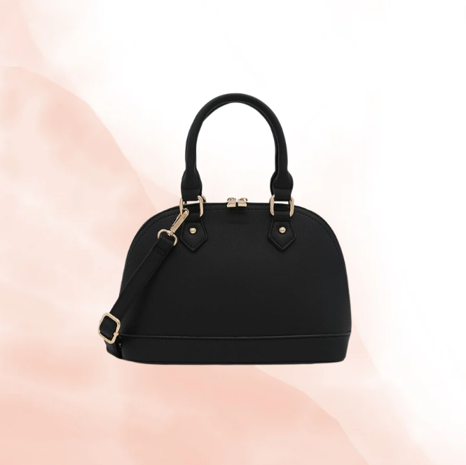 Black Leather Mini Top Handle Bag