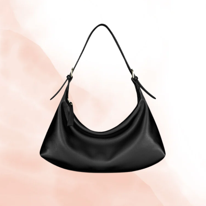 Structured Leather Hobo Shoulder Bag