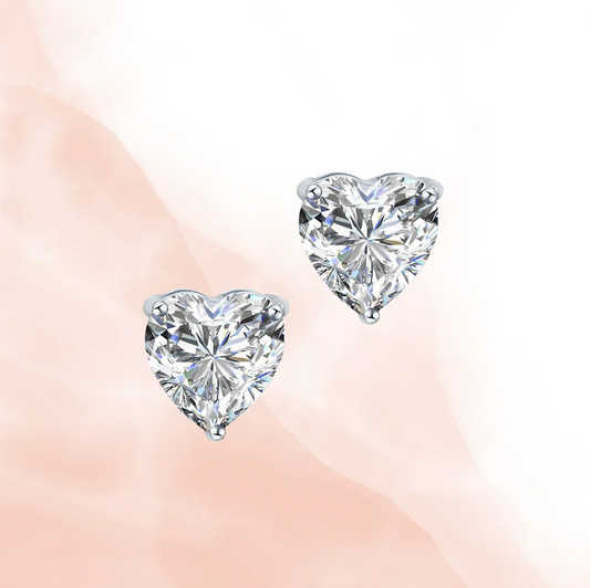 Classic Heart CZ Stud Earrings