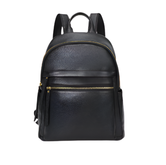 Stamped Black Leather Backpack