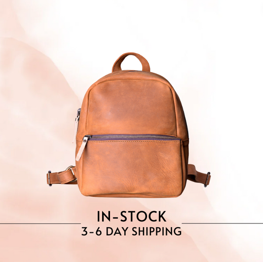 Small Brown Canvas & Leather Chain Backpack