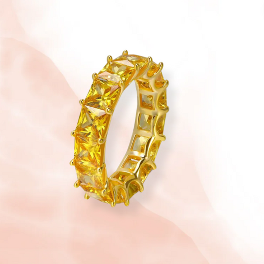 Yellow Canary Crystal Gold Eternity Ring