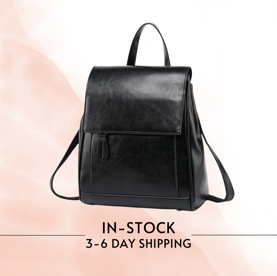 Black Leather Backpack w/ Silver Hardware