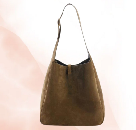 Large Khaki Suede Hobo Bag