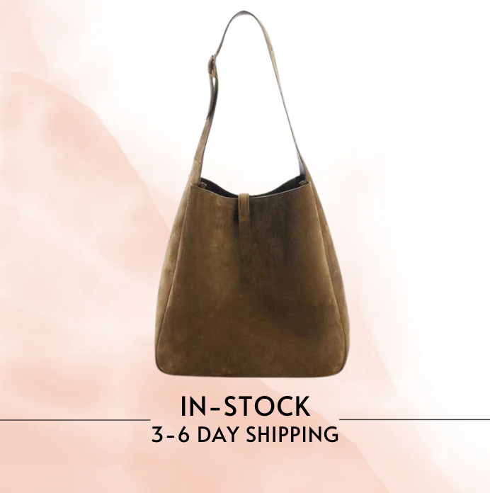 Large Khaki Green Suede Hobo Bag