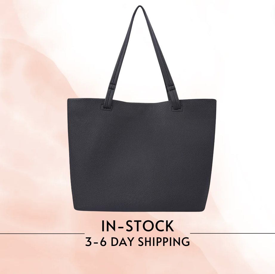 Black Leather Ladies Tote Bag