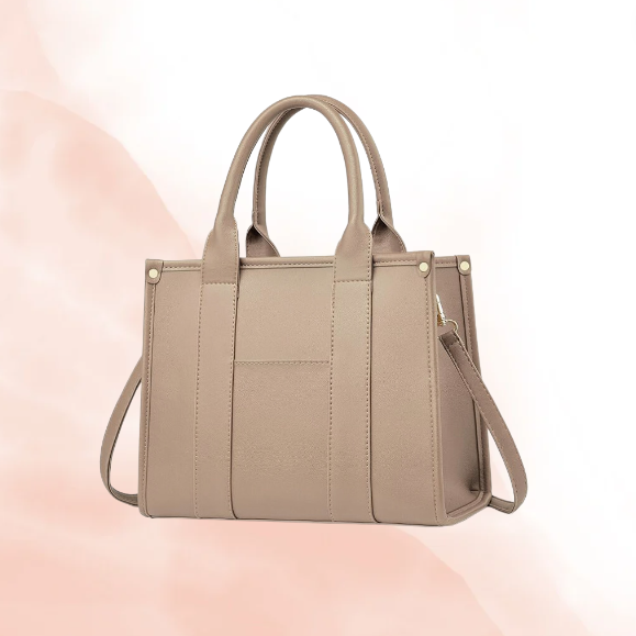 Beige Nude Leather Tote Bag w/ Strap