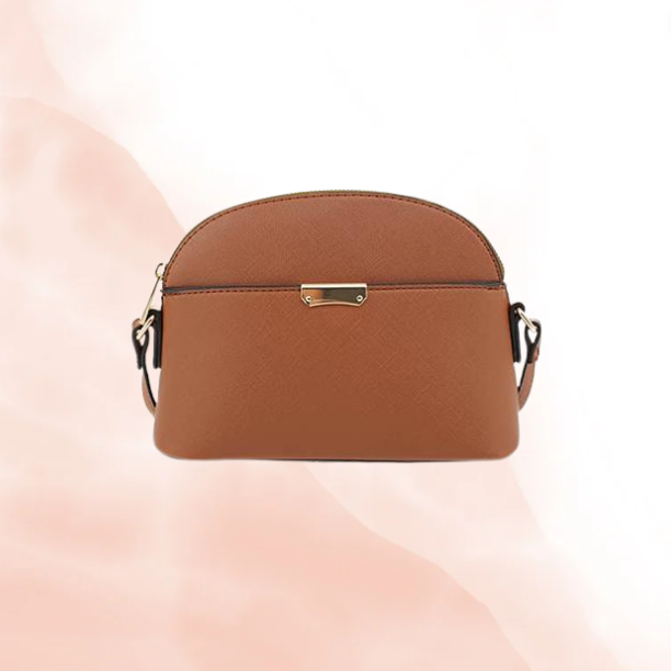 Leather & Canvas Dome Shoulder Bag