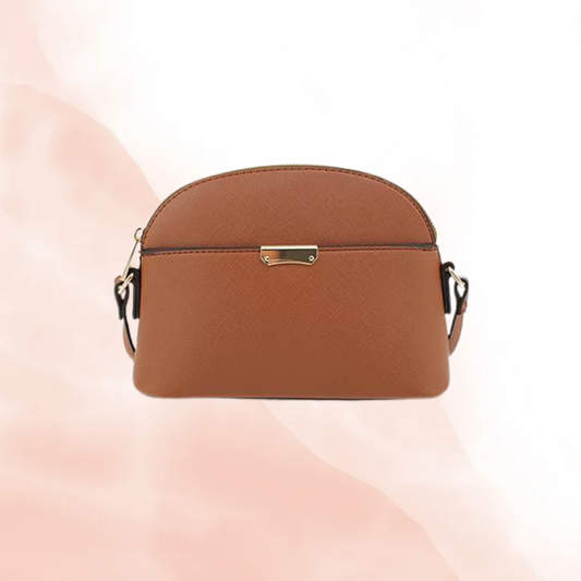 Leather & Canvas Dome Shoulder Bag