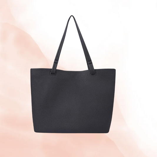 Medium Black Leather Tote Bag