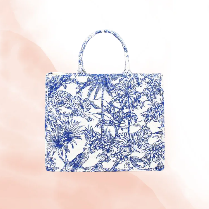 Embroidered Top Handle Tote Bag