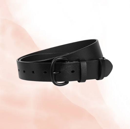 3.8cm Matte Black Leather Belt