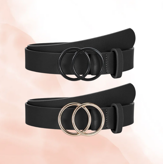 2cm or 3cm Gold Black Buckle Smooth Leather Belt