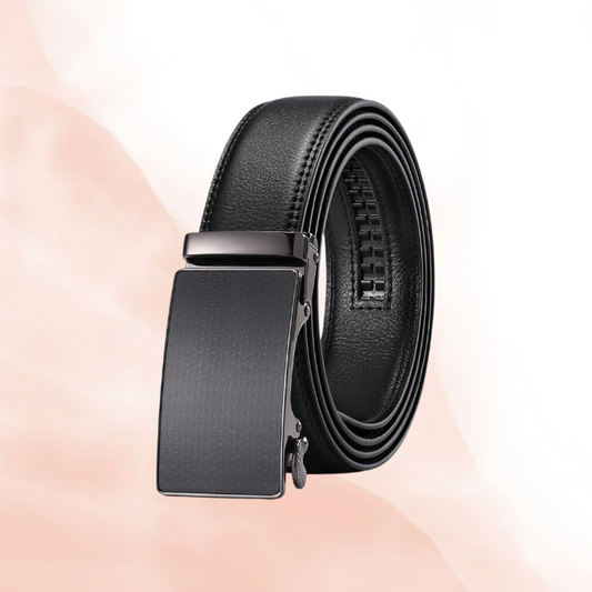 4cm Grained Black Leather Belt