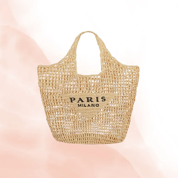 Rounded Raffia Tote Bag
