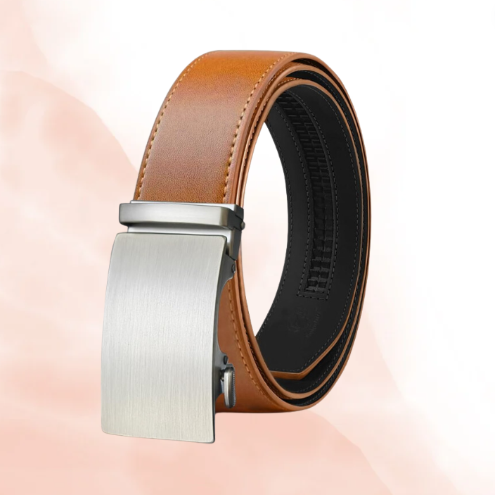 2.4cm Metal Buckle Leather Belt